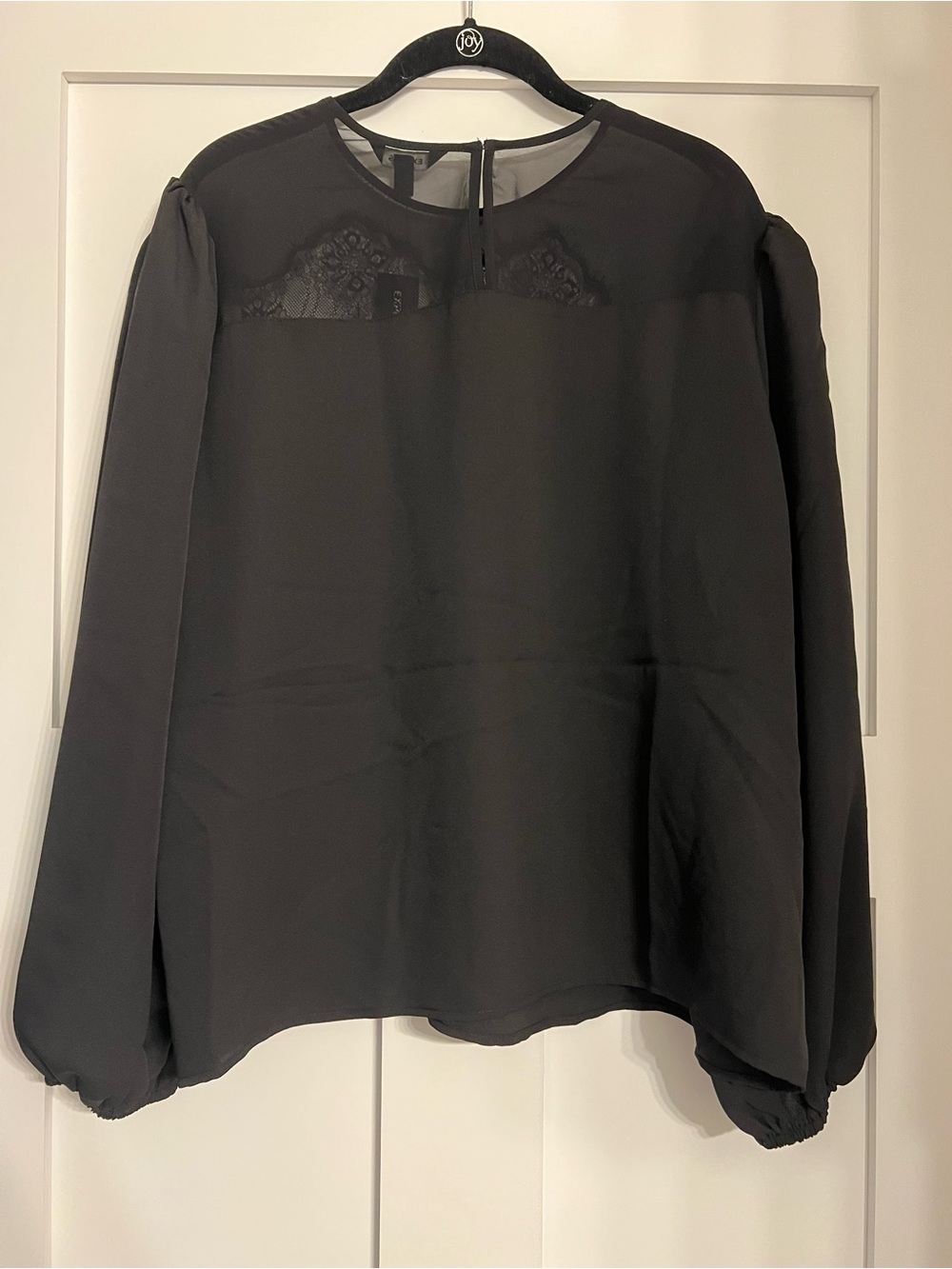Express Black Lace Yoke Long-Sleeve Blouse - Picture 2 of 2